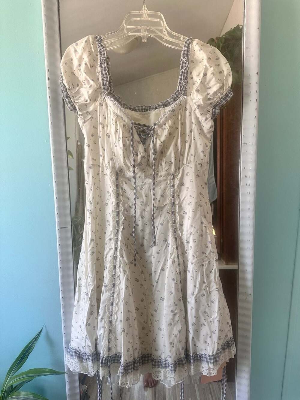 Lacemade Peter Rabbit Dollhouse Dress Size 2XL White Floral Gingham